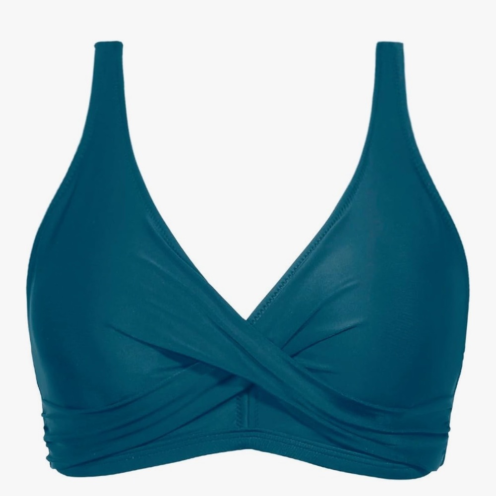 Aqua Eve Women Full Coverage Bikini Bathing suit Top Bathing Teal Green Blue XL